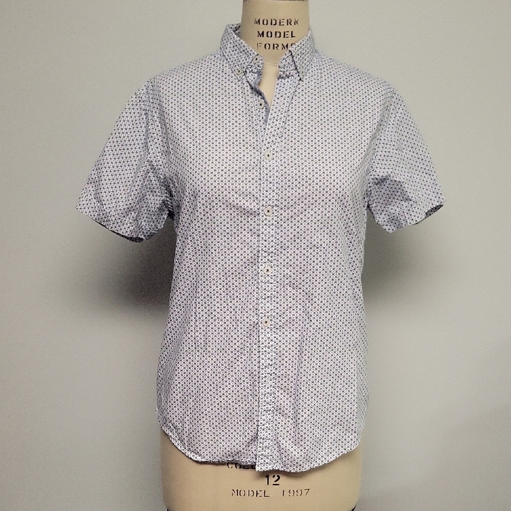 Denim And Flower Slim Fit Men's Short Sleeve Patterned Shirt